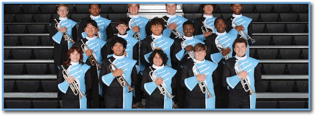 A group of young boys wearing black and blue uniforms stand on a stage in front of a crowd. AI generated content