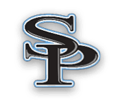 A logo for a college sports team is displayed in black and blue. AI generated content