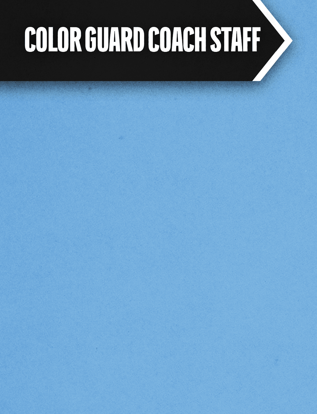A blue sign with black writing that says “Color Guard Coach Staff." AI generated content