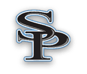 A logo for a college sports team is displayed in black and blue. AI generated content