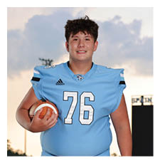 A man wearing a blue football jersey with the number 76 on it is holding a football. AI generated content