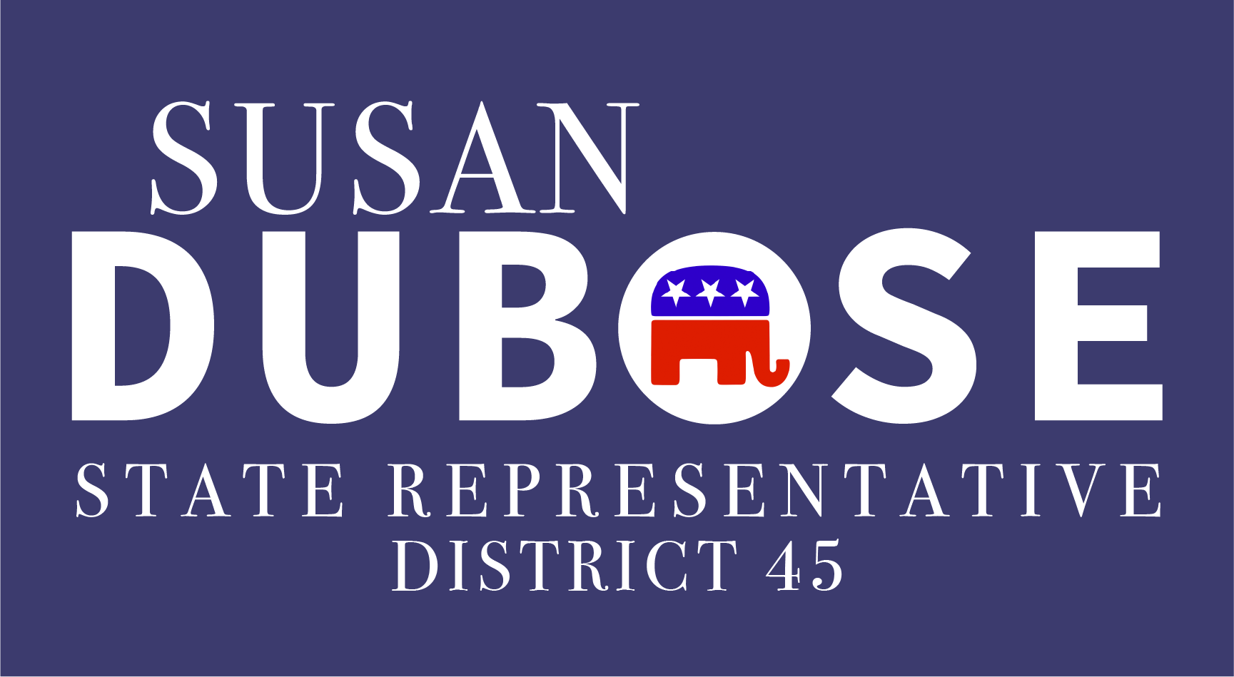 A blue and white political sign featuring a woman's name and the title “State Representative". AI generated content