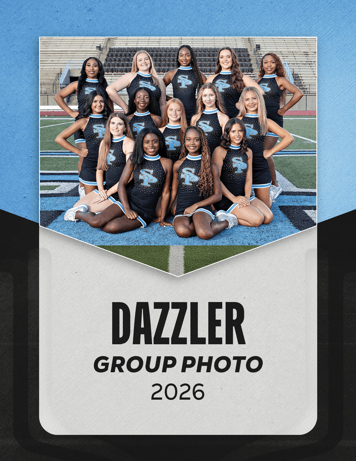 A group of cheerleaders pose for a photo. AI generated content