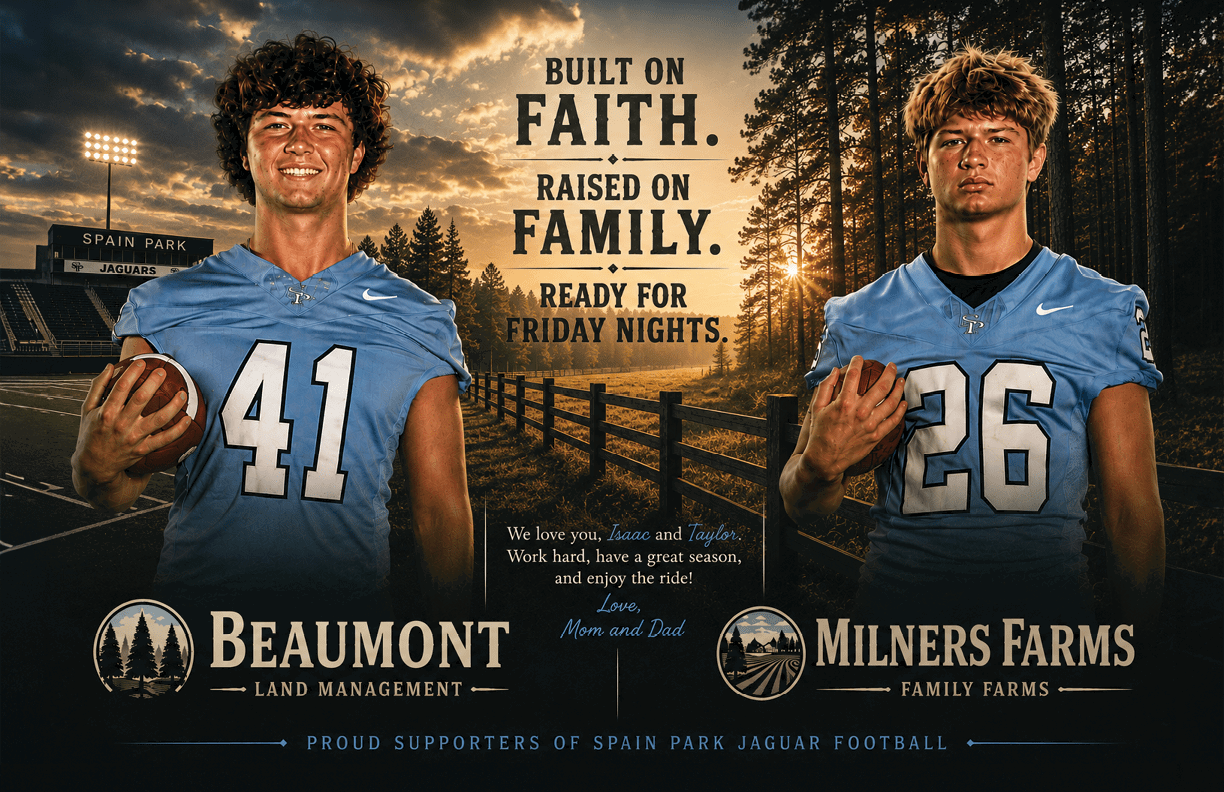 Two football players from opposing teams pose for a photo. AI generated content