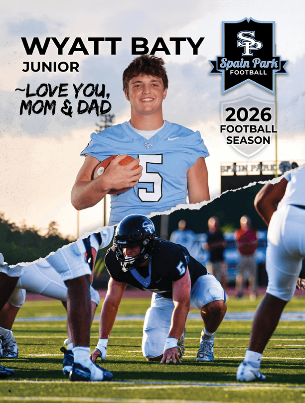 A football player in a blue jersey with the number 5 on it is holding a football. AI generated content
