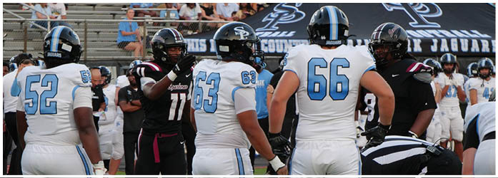 A group of football players are standing on a field, some wearing black and white uniforms. AI generated content