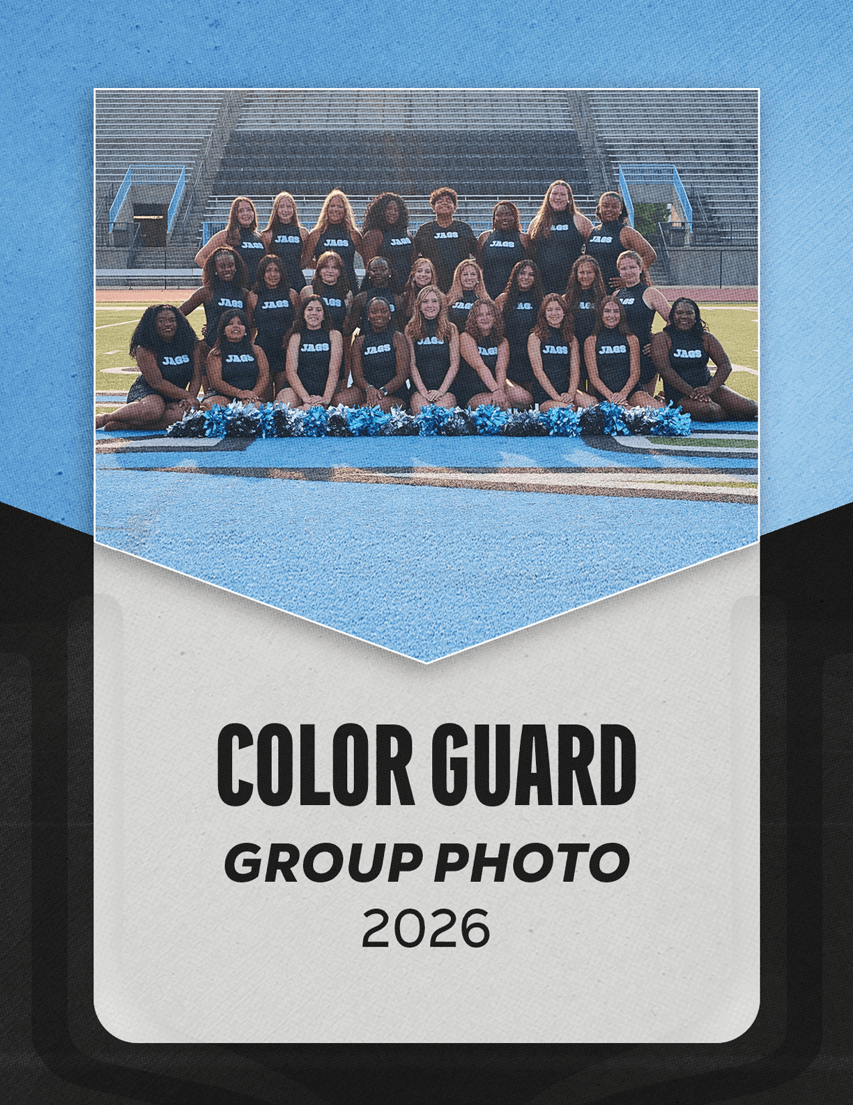 A group of cheerleaders in uniform pose for a photo. AI generated content