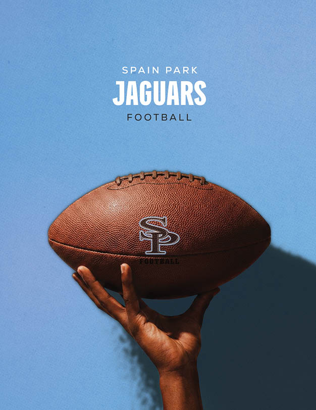 A football is being held by a person in a blue background. AI generated content