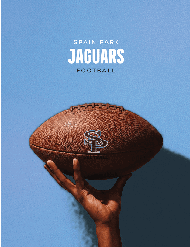 A football is being held by a person in a blue background. AI generated content