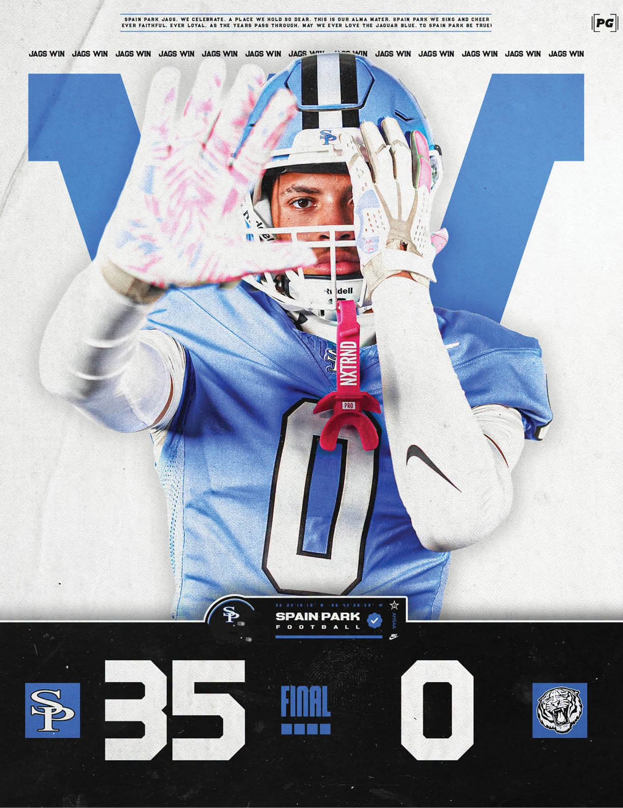 A football player wearing a blue jersey with the number 35 on it. AI generated content