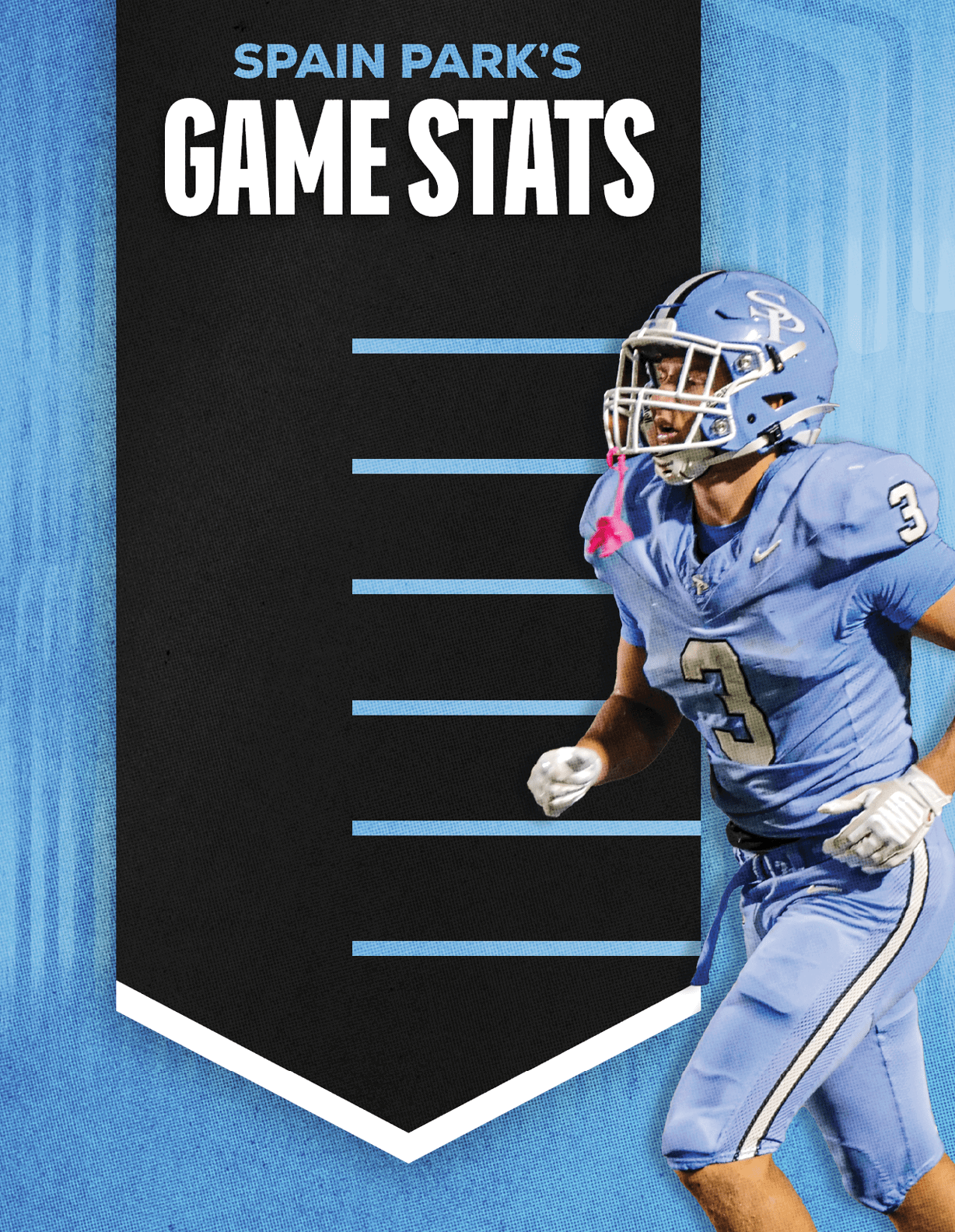 A football player wearing a blue jersey with the number 3 on it. AI generated content