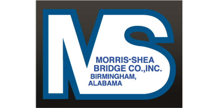 A logo featuring large stylized letters “MS" with the text "MORRIS-SHEA BRIDGE CO., INC." beneath it. Description generated by AI