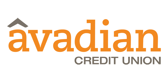 The logo features the word “ vadian" in large orange letters with a gray accent above the letter "a" and the words "CREDIT UNION" in smaller gray letters below. Description generated by AI