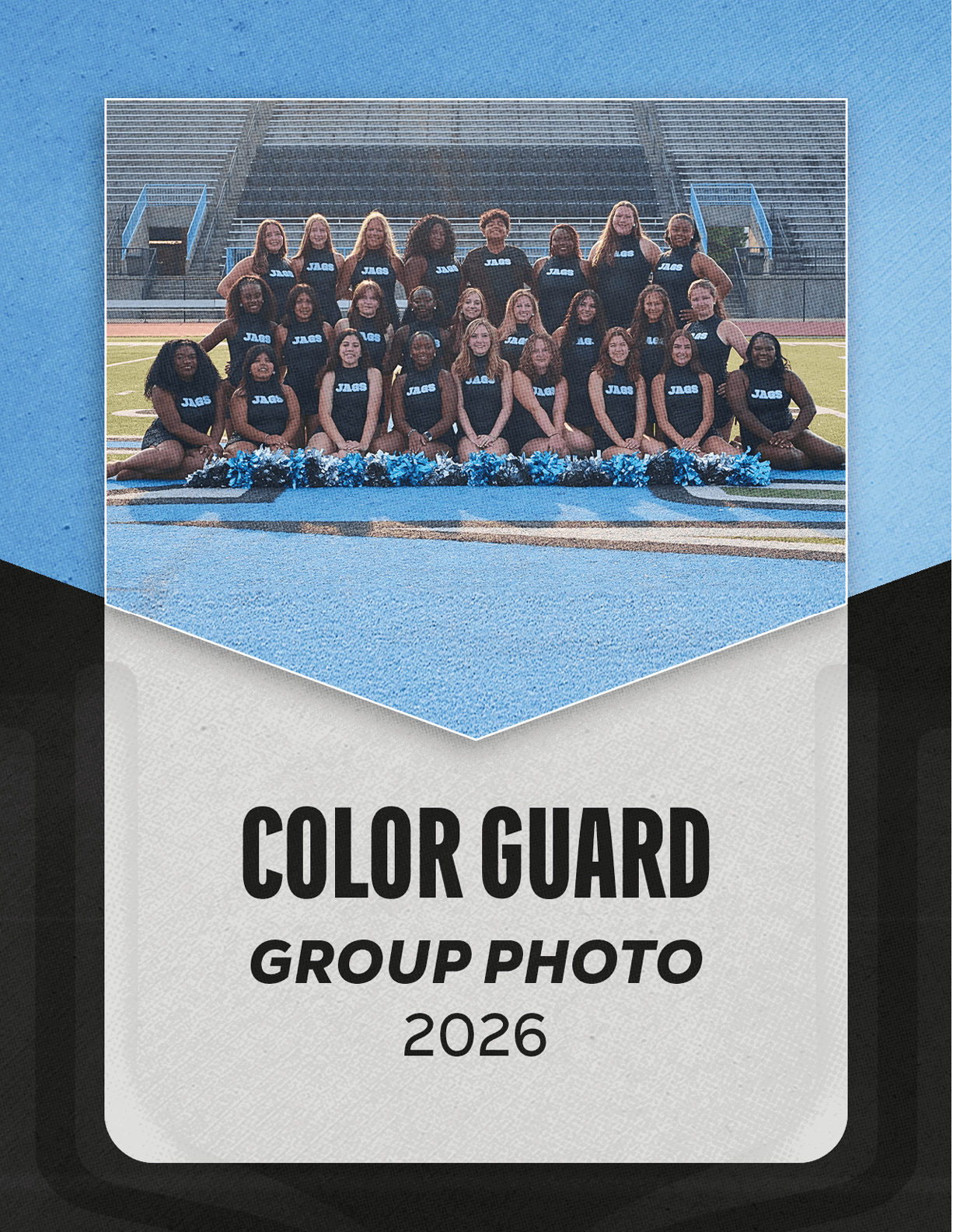 A group of cheerleaders in uniform pose for a photo. AI generated content