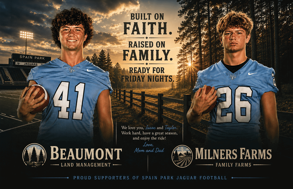 Two football players from opposing teams pose for a photo. AI generated content