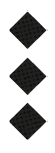 Three black diamond shapes stacked vertically on a white background. Description generated by AI