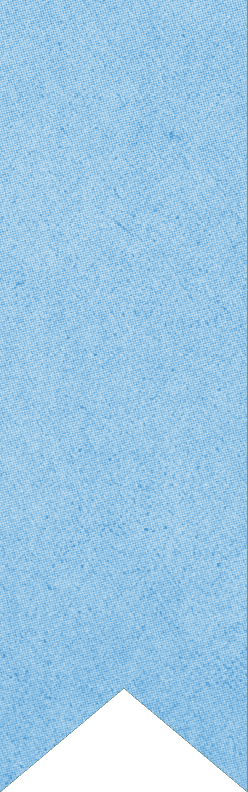 A blue textured ribbon with a pointed bottom edge on a white background. Description generated by AI