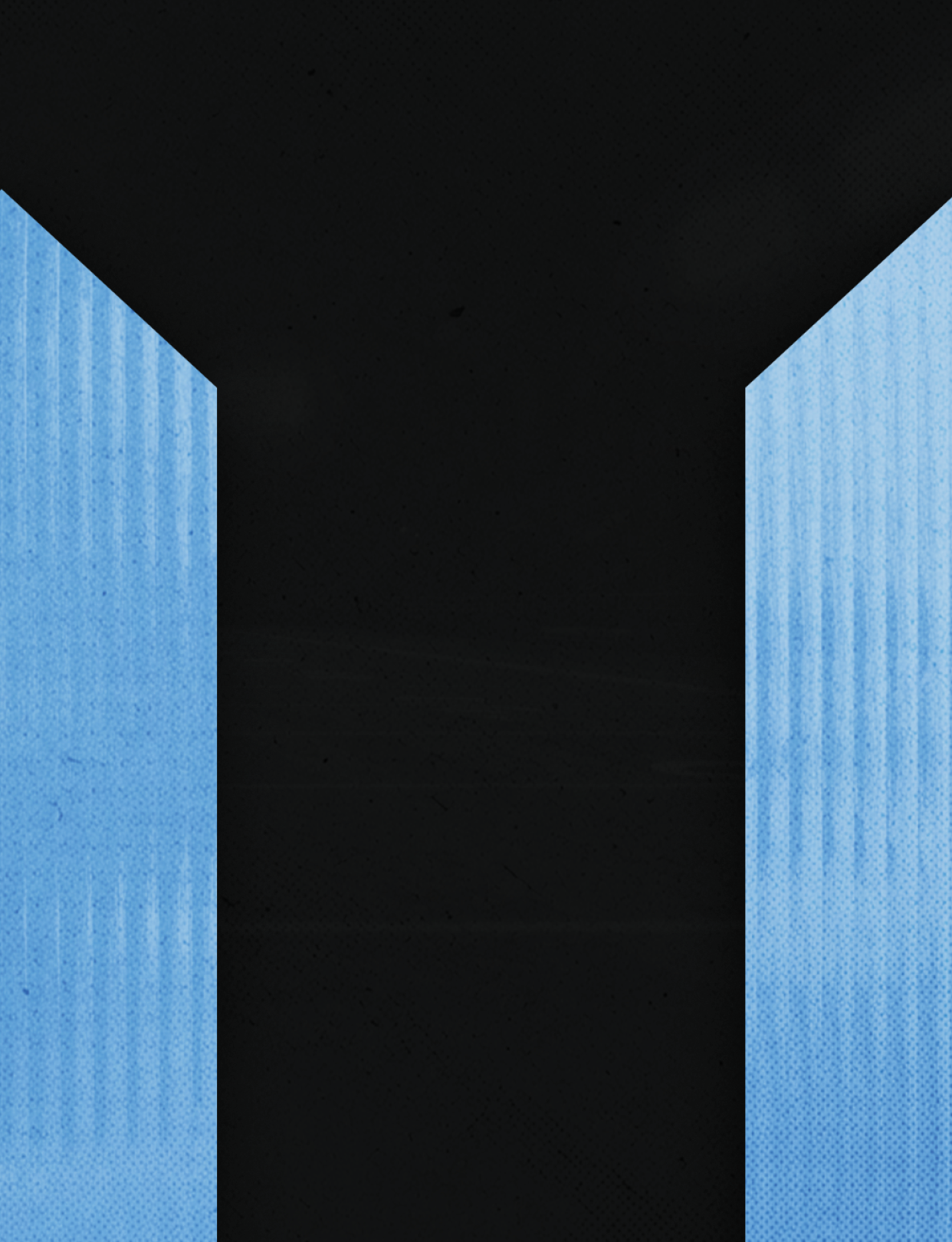 Three blue and black triangles are on a black background. AI generated content