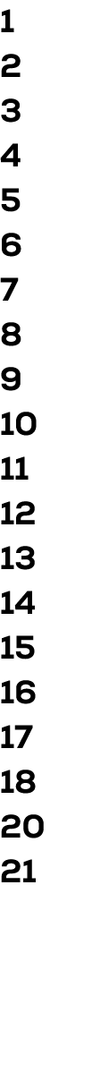 1 2 3 4 5 6 7 8 9 10 11 12 13 14 15 16 17 18 20 21 
