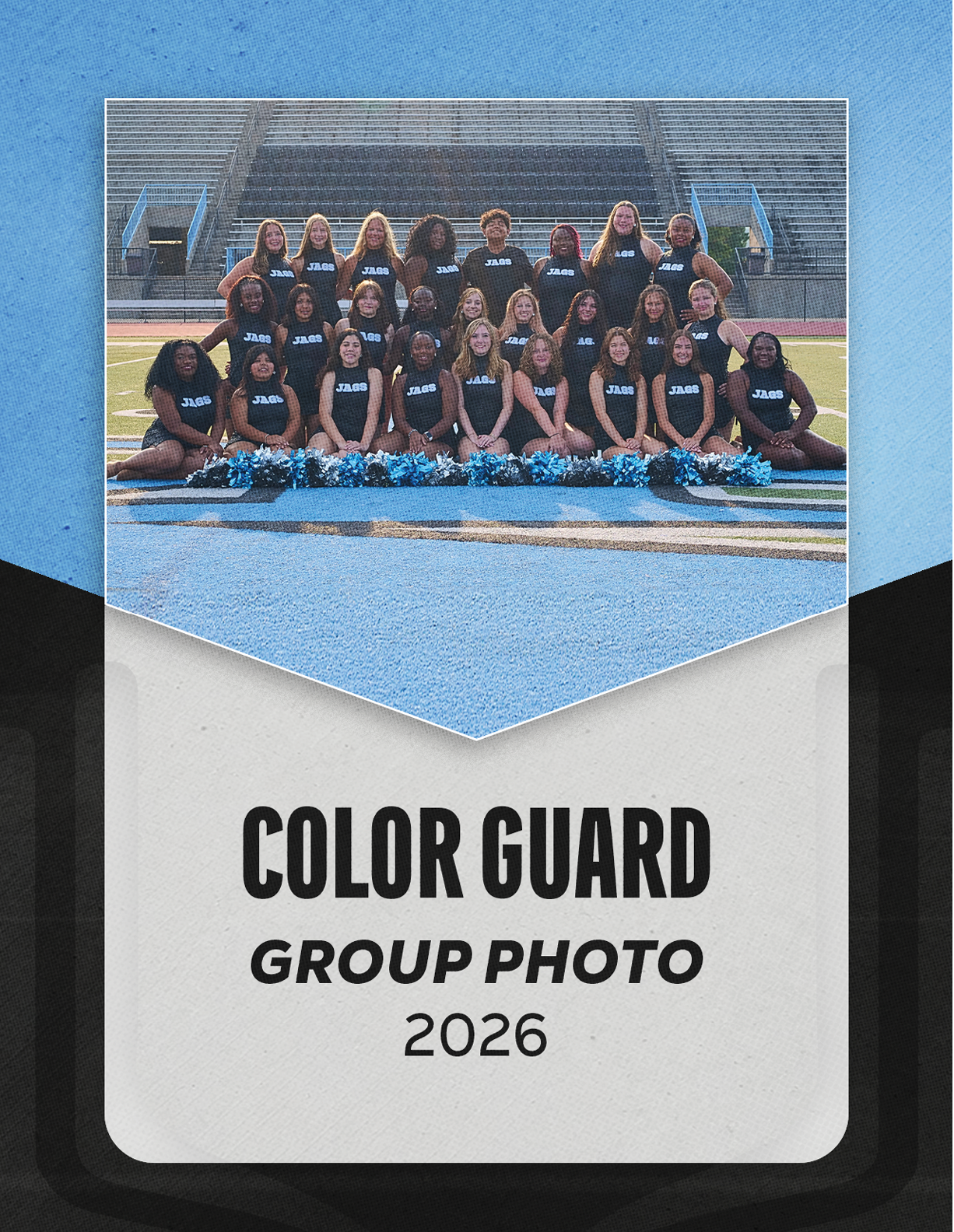 A group of cheerleaders in uniform pose for a photo. AI generated content