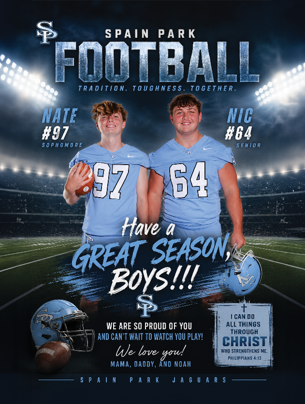 Two football players pose for a photo in their uniforms. AI generated content