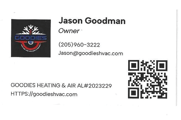 A man's business card with his name, Jason Goodman, and contact information. AI generated content