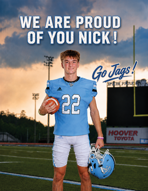 A football player wearing a blue jersey with the number 22 stands on a field holding a football. AI generated content