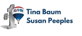 A logo for a real estate company featuring a hot air balloon and the names Tina Baum and Susan Pepples. AI generated content
