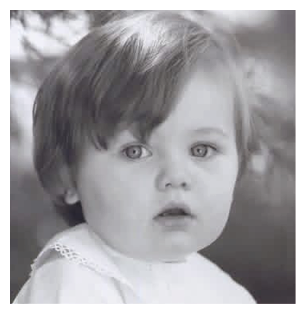 A young child with blonde hair and blue eyes is wearing a white shirt. AI generated content