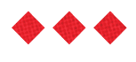 Three red diamond shapes arranged horizontally on a white background. Description generated by AI