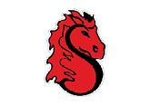 A red and black bird with a yellow beak. Description generated by AI