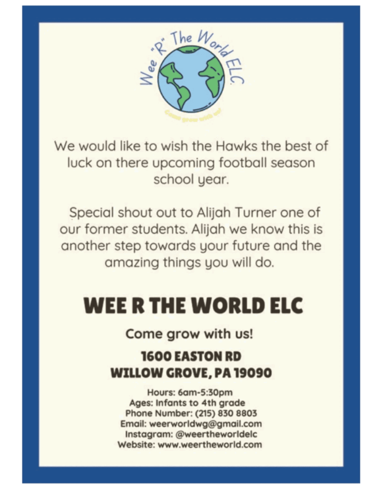 A flyer for a school event featuring a picture of a globe. AI generated content