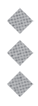 Three gray diamond shapes with a subtle grid pattern are vertically aligned on a white background. Description generated by AI