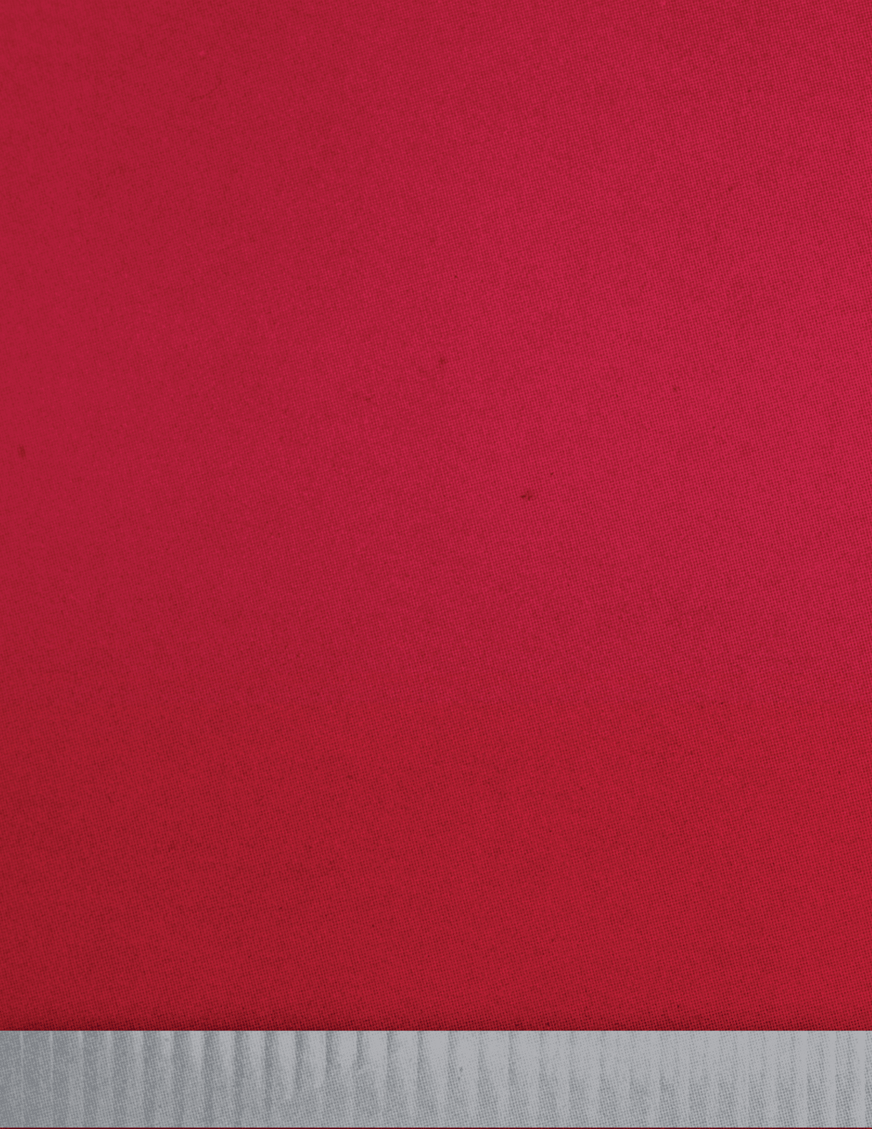 A close-up of a red textured fabric with a small gray section at the bottom. Description generated by AI