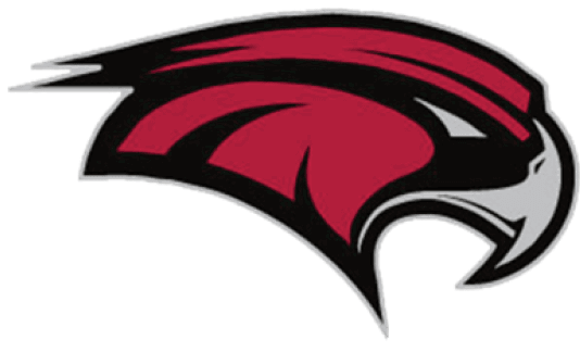 A stylized red and black hawk head logo with sharp lines and a fierce expression. Description generated by AI