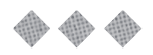 Three gray diamond shapes with a grid pattern are evenly spaced on a white background. Description generated by AI