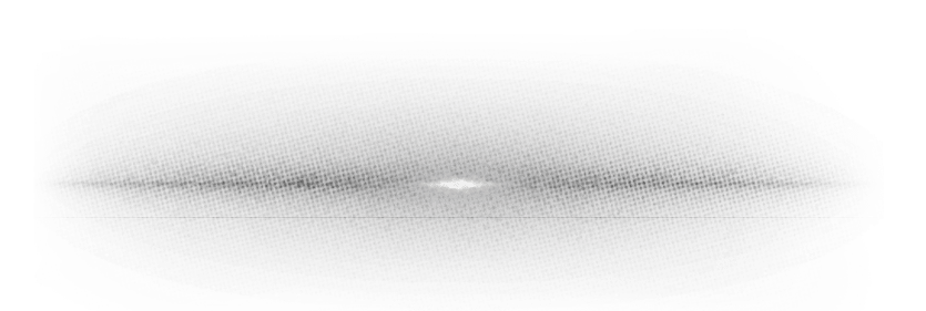 A symmetrical, abstract black and white pattern with a bright central point fading outward into a textured, elliptical shape. Description generated by AI