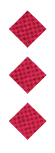 Three red diamond shapes with a subtle checkered pattern are vertically aligned on a white background. Description generated by AI