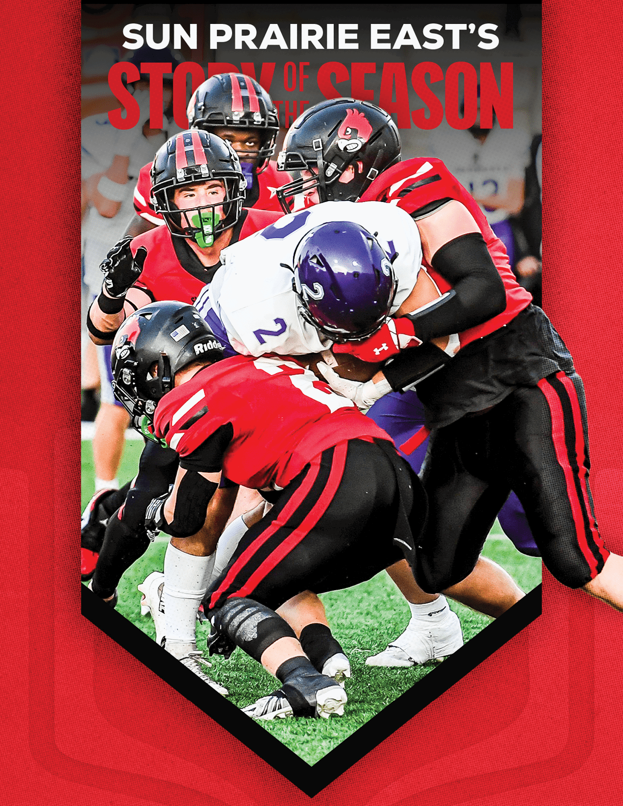A group of football players huddled together. Description generated by AI