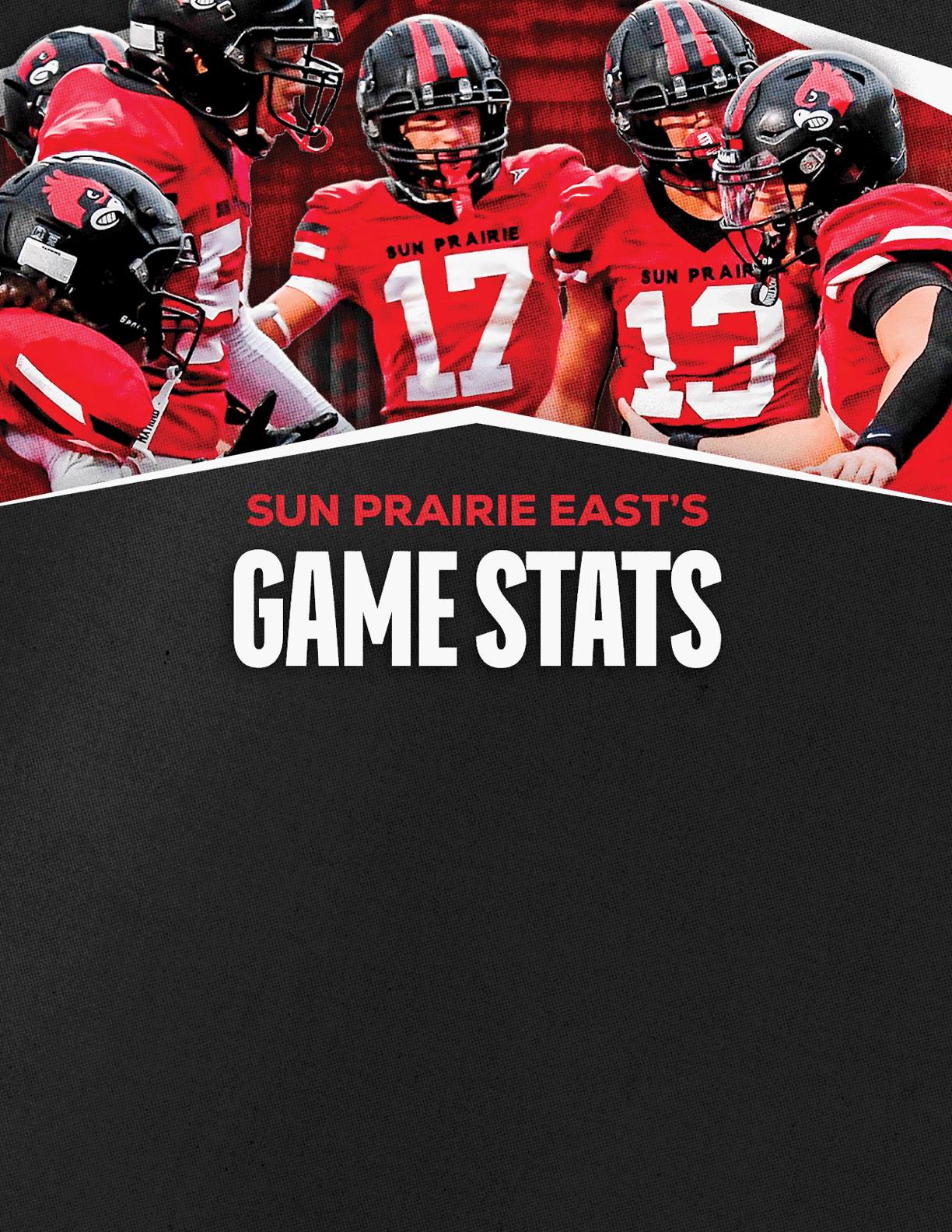 A gold colored sign that says “Mountain Vista's Game Stats". Description generated by AI