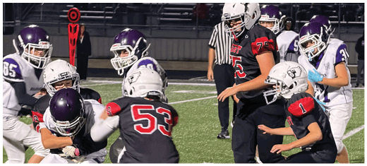 A football player catching a ball. Description generated by AI