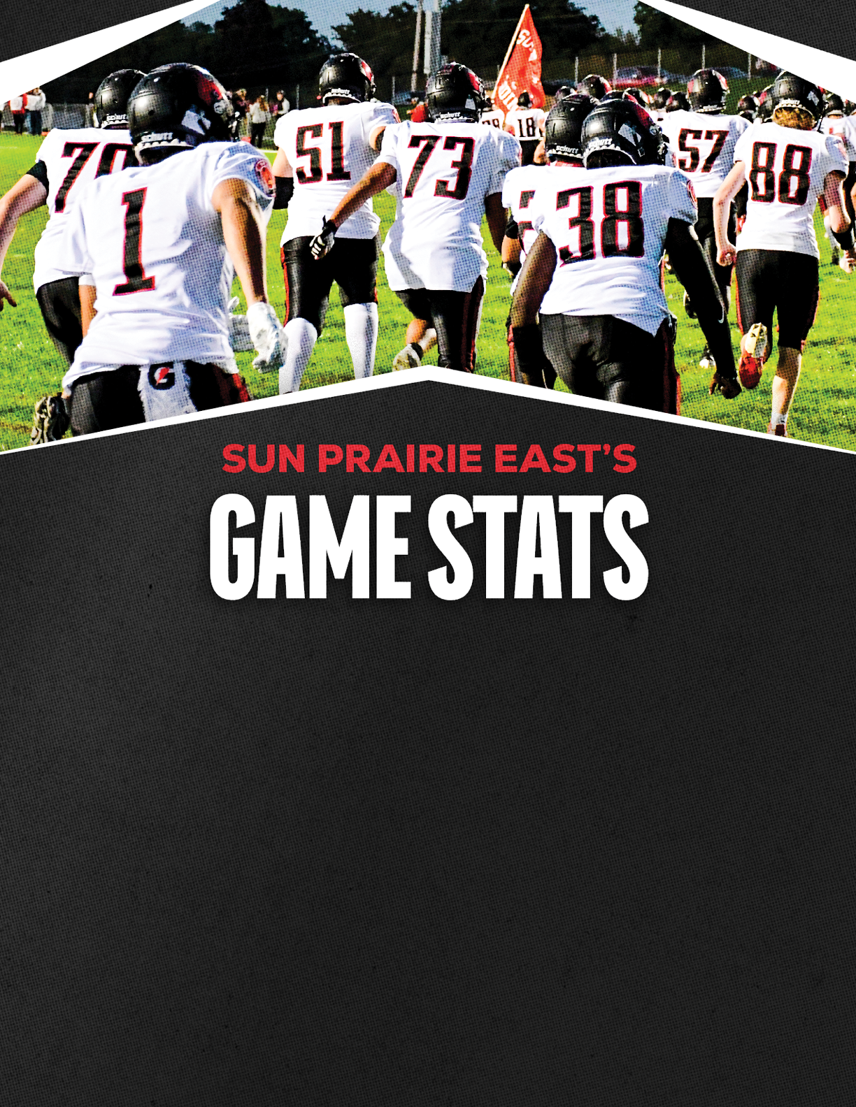 A gold colored sign that says “Mountain Vista's Game Stats". Description generated by AI