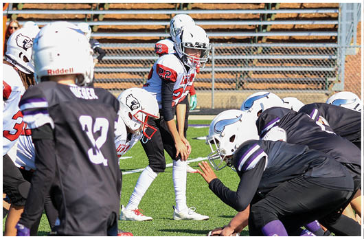 A football player catching a ball. Description generated by AI