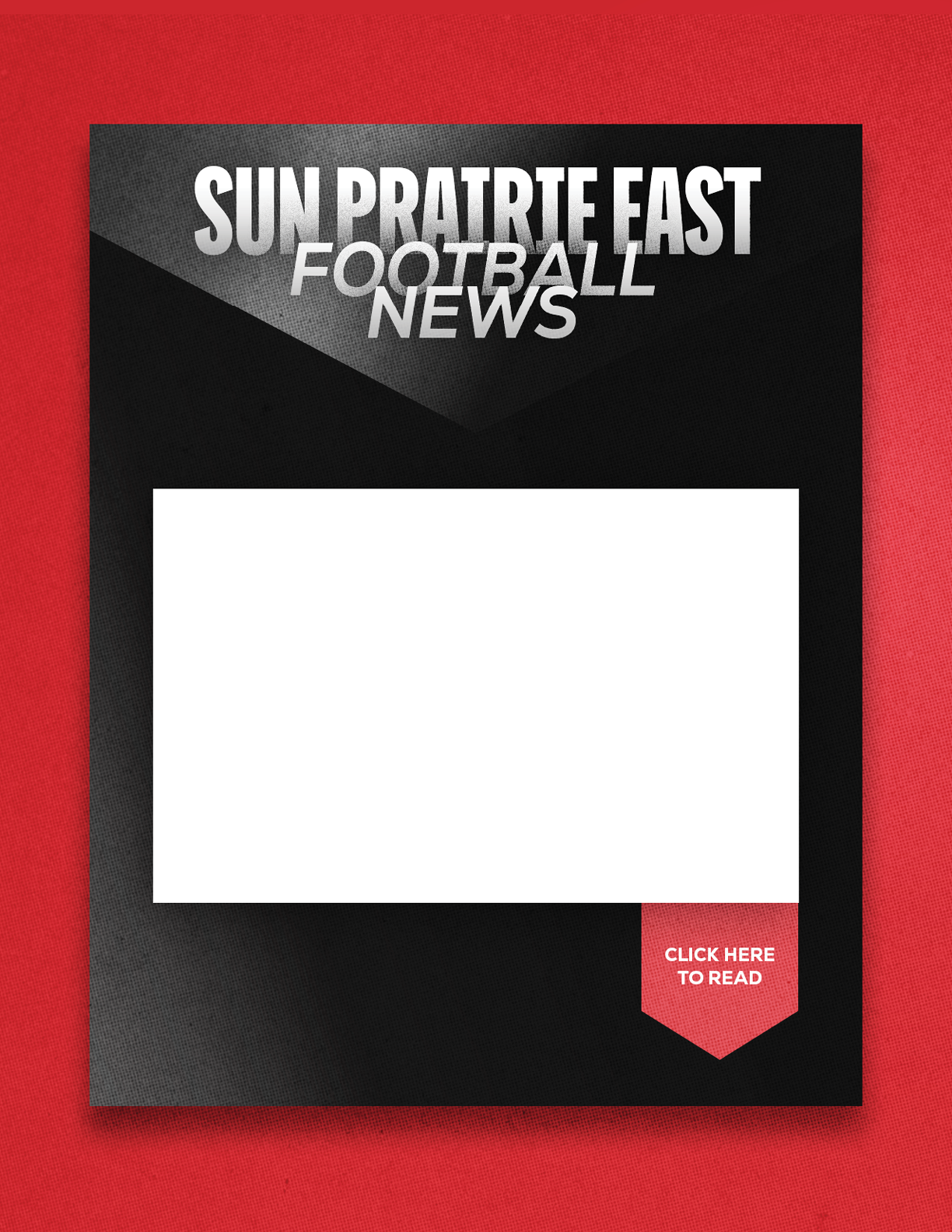 A red and blue sign with a blank space for a headline. Description generated by AI