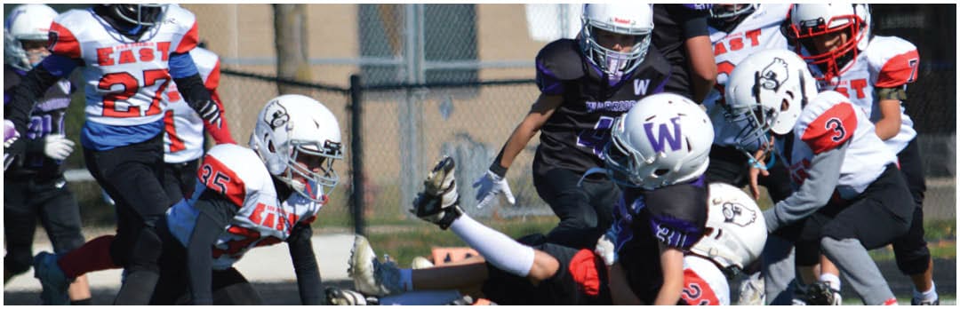 A football player catching a ball. Description generated by AI