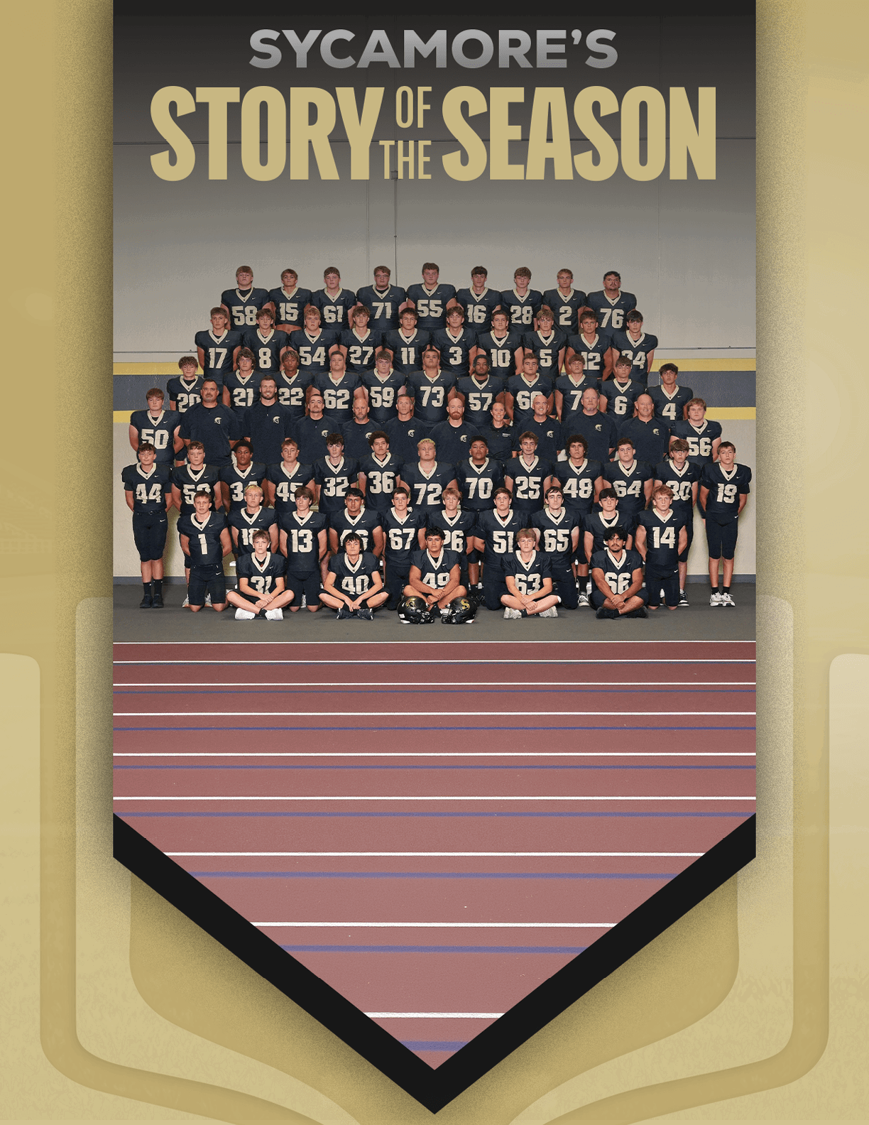 A group of football players huddled together. Description generated by AI