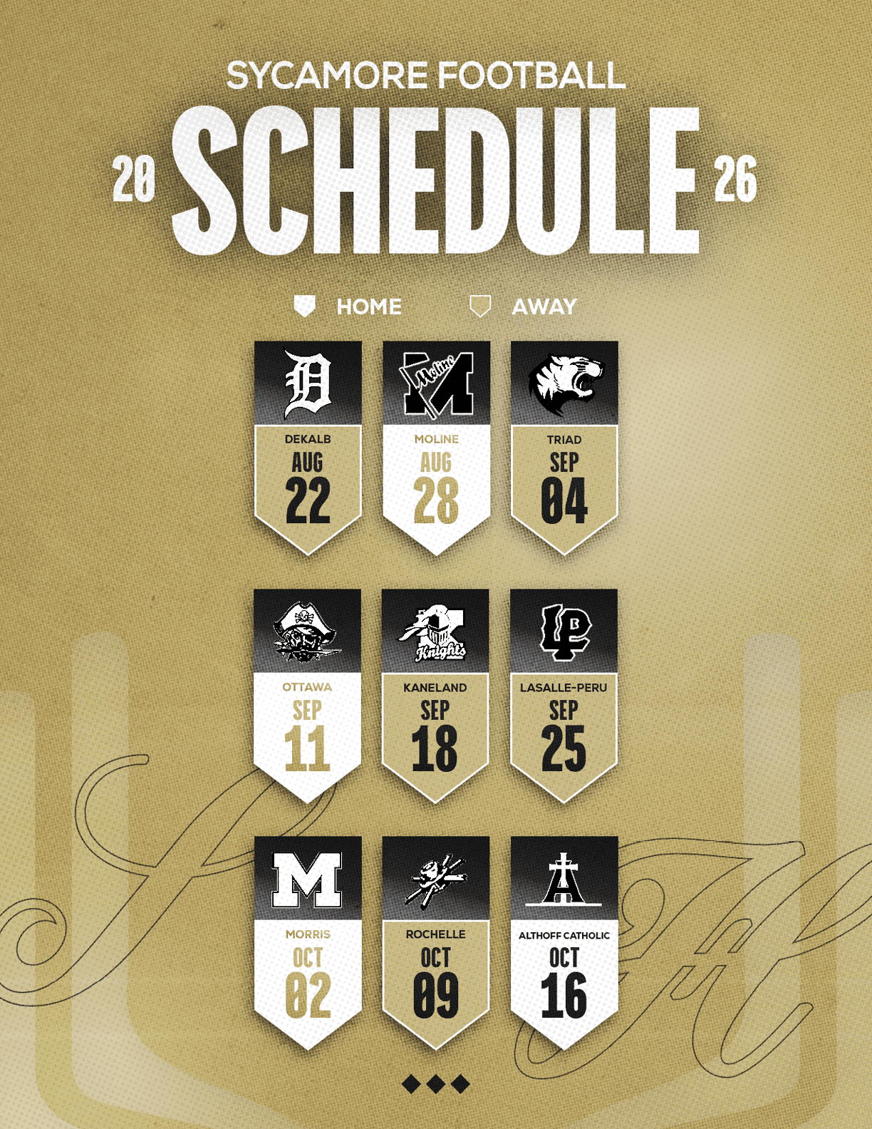 A red and white schedule for Sun Prairie East Football. Description generated by AI