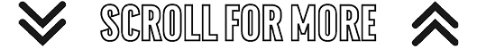 Two dark blue downward arrows flank the text “SCROLL FOR MORE" written in outlined uppercase letters. Description generated by AI