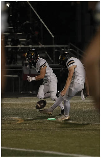 A football player running on the field. Description generated by AI