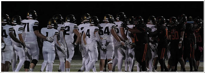 A group of football players on a field. Description generated by AI